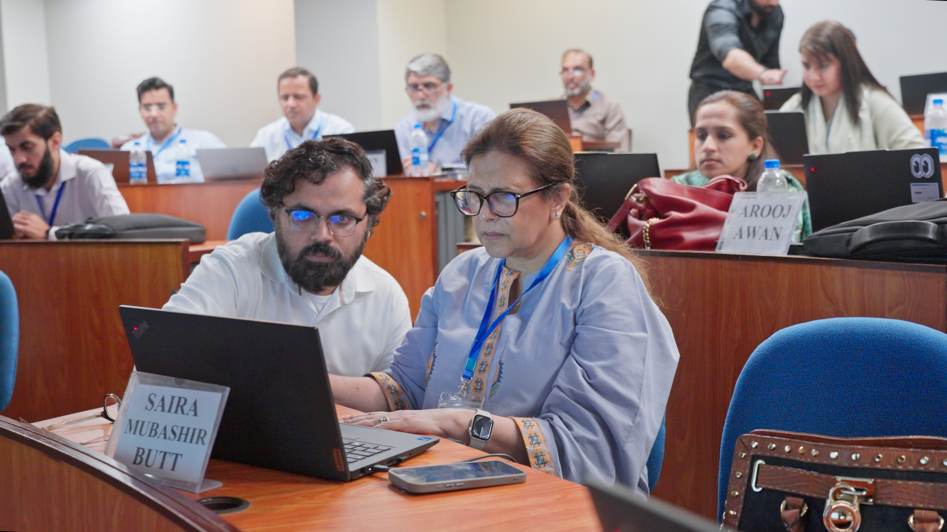 Instructor guiding an AI classroom session